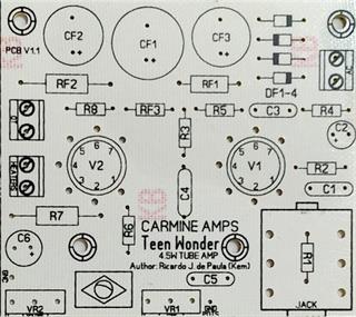 Placa de circuito impresso para montagem do amplificador valvulado Carmine TeenWonder